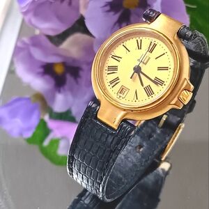 Dunhill Vintage 1980 Millennium Gold Plated Quartz Wristwatch Leather belt